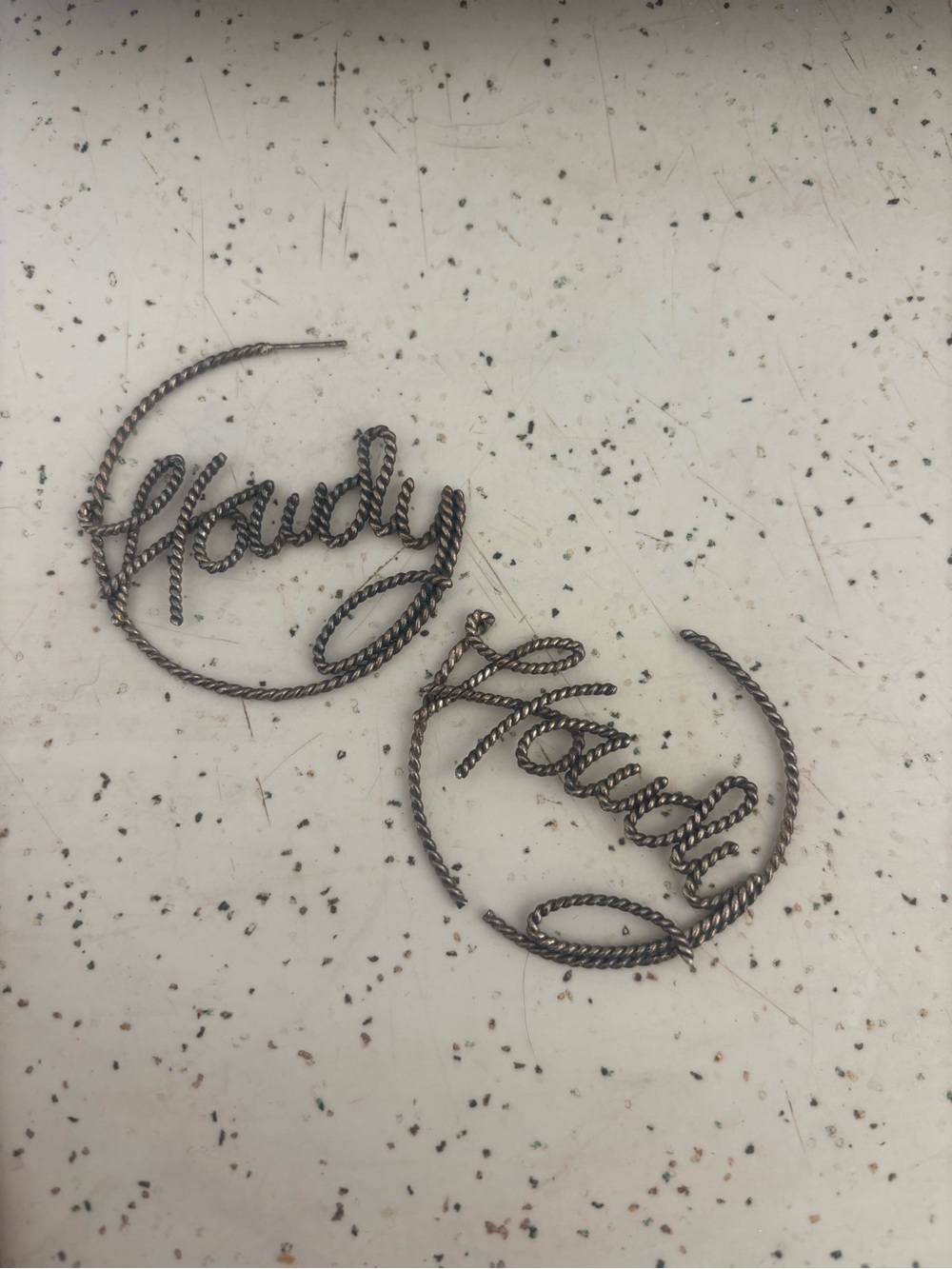 Authentic Silver “Howdy” hoops (Broken)